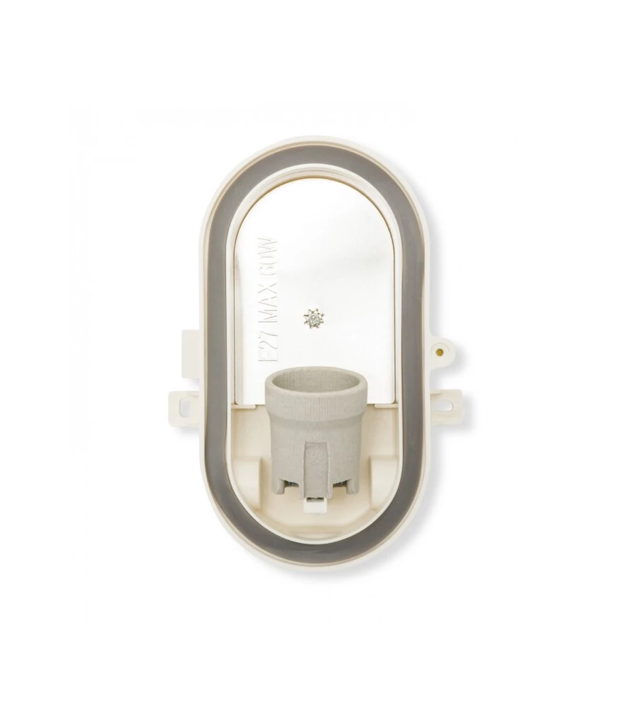APPLIQUE OVALE IN PLASTICA BIANCA E VETRO E27, 60W